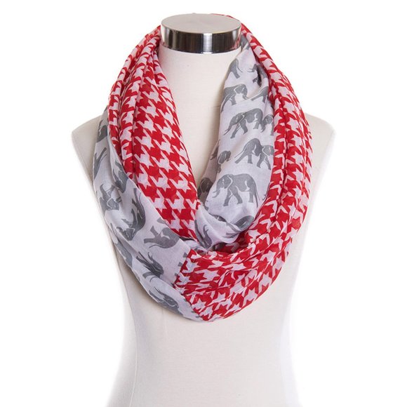 Elegant Essence Elephant Houndstooth Pattern Scarf - Picture 1 of 3